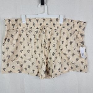 New Day Womens Size 2X Linen Blend High-Rise Pull-On Shorts Drawstring Beige